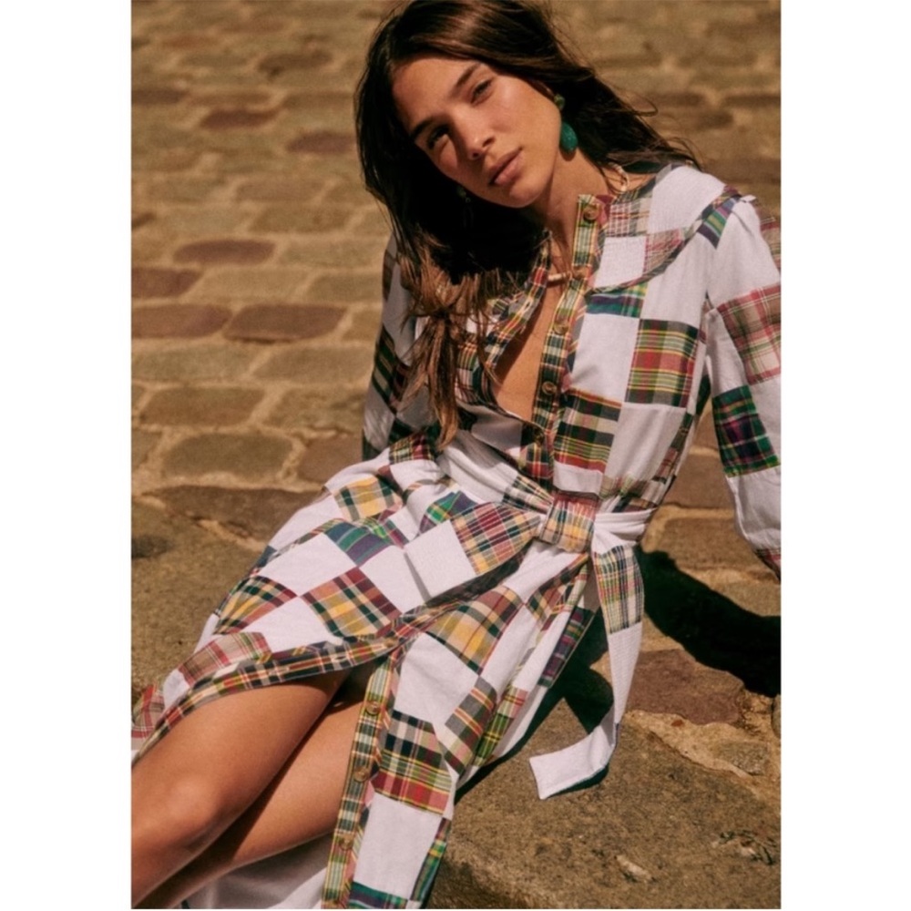 Sezane Multicolor Plaid Maxi Dress